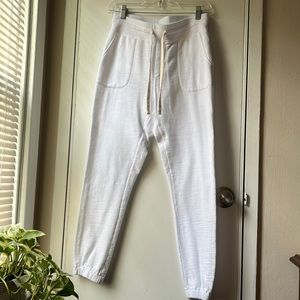 White High Waist Vintage Fleece Sweatpants